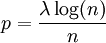 \ p = \frac{\lambda \log(n)}{n}