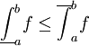 \underline\int_a^b f\le\overline{\int}_a^b f