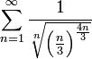 \displaystyle\sum_{n=1}^\infty\frac1{\sqrt[n]{\left(\frac{n}{3}\right)^\frac{4n}{3}}}