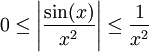 0\le\left|\frac{\sin(x)}{x^2}\right|\le\frac1{x^2}