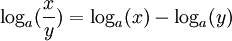 \log_a(\frac{x}{y})=\log_a(x)-\log_a(y)