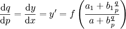 \frac{\mathrm dq}{\mathrm dp}=\frac{\mathrm dy}{\mathrm dx}=y'=f\left(\frac{a_1+b_1\frac qp}{a+b\frac qp}\right)
