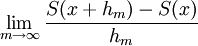 \lim_{m\to\infty}\frac{S(x+h_m)-S(x)}{h_m}