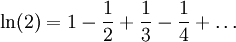 \ln(2)=1-\frac12+\frac13-\frac14+\dots
