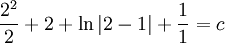 \frac{2^2}2+2+\ln|2-1|+\frac11=c