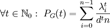 \forall t\in\mathbb N_0:\ P_G(t)=\sum_{i=0}^{n-1}\frac{\lambda_i^t}{d^tn}