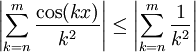 \left|\sum_{k=n}^m\frac{\cos(kx)}{k^2}\right|\le\left|\sum_{k=n}^m\frac1{k^2}\right|