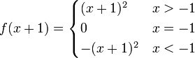 f(x+1)=\begin{cases}(x+1)^2&x>-1\\0&x=-1\\-(x+1)^2&x<-1\end{cases}