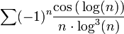 \sum (-1)^n{\frac{\cos\big(\log(n)\big)}{n\cdot \log^3(n)}}