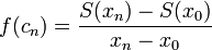 f(c_n)=\frac{S(x_n)-S(x_0)}{x_n-x_0}