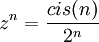z^n = \frac{cis(n)}{2^n}