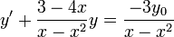 y'+\frac{3-4x}{x-x^2}y=\frac{-3y_0}{x-x^2}