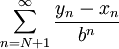 \sum_{n=N+1}^\infty \frac{y_n-x_n}{b^n}