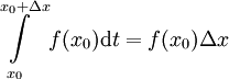 \int\limits_{x_0}^{x_0+\Delta x} f(x_0)\mathrm dt=f(x_0)\Delta x