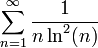 \displaystyle\sum_{n=1}^\infty\frac1{n\ln^2(n)}
