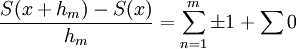 \frac{S(x+h_m)-S(x)}{h_m}=\sum_{n=1}^m\pm1+\sum0