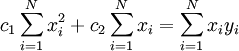 c_1\sum_{i=1}^N x_i^2+c_2 \sum_{i=1}^N x_i=\sum_{i=1}^{N} x_i y_i