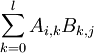 \sum_{k=0}^{l}A_{i,k}B_{k,j}