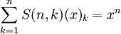 \sum_{k=1}^n S(n,k)(x)_k=x^n