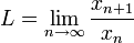 L=\lim\limits_{n\to\infty}\frac{x_{n+1}}{x_n}