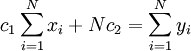 c_1\sum_{i=1}^{N}x_i+Nc_2=\sum_{i=1}^{N}y_i