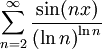 \sum_{n=2}^{\infty}\frac{\sin(nx)}{{(\ln n)}^{\ln n}}