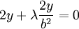 2y+\lambda \frac{2y}{b^2}=0
