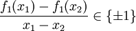 \frac{f_1(x_1)-f_1(x_2)}{x_1-x_2}\in\{\pm1\}